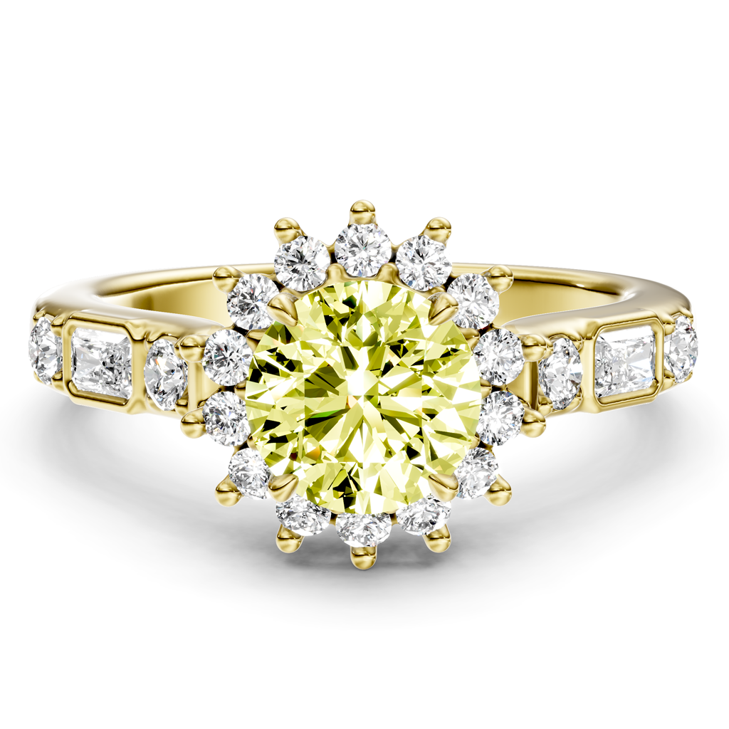 1.57-4.57 CT Radiant & Round Cut Fancy Yellow Diamonds - Engagement Ring
