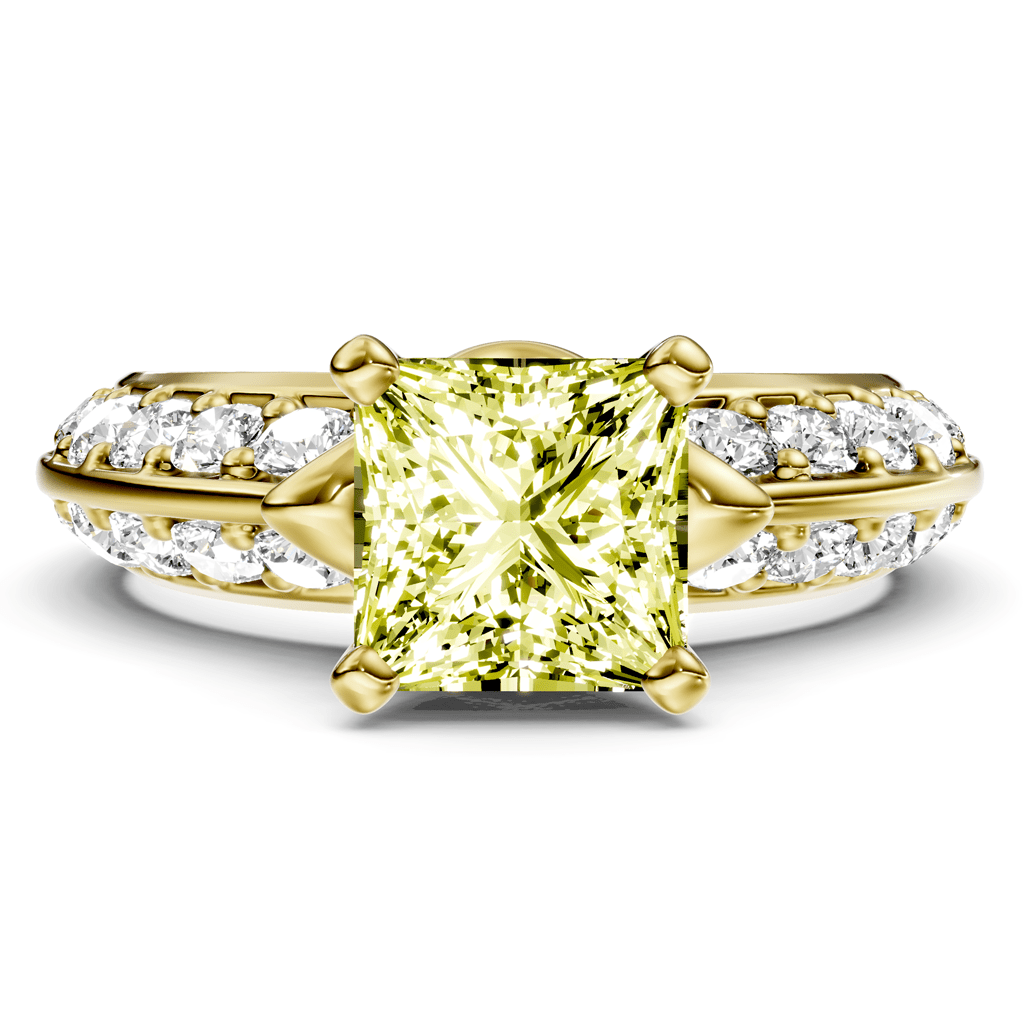 1.65-4.65 CT Princess & Round Cut Fancy Yellow Diamonds - Engagement Ring