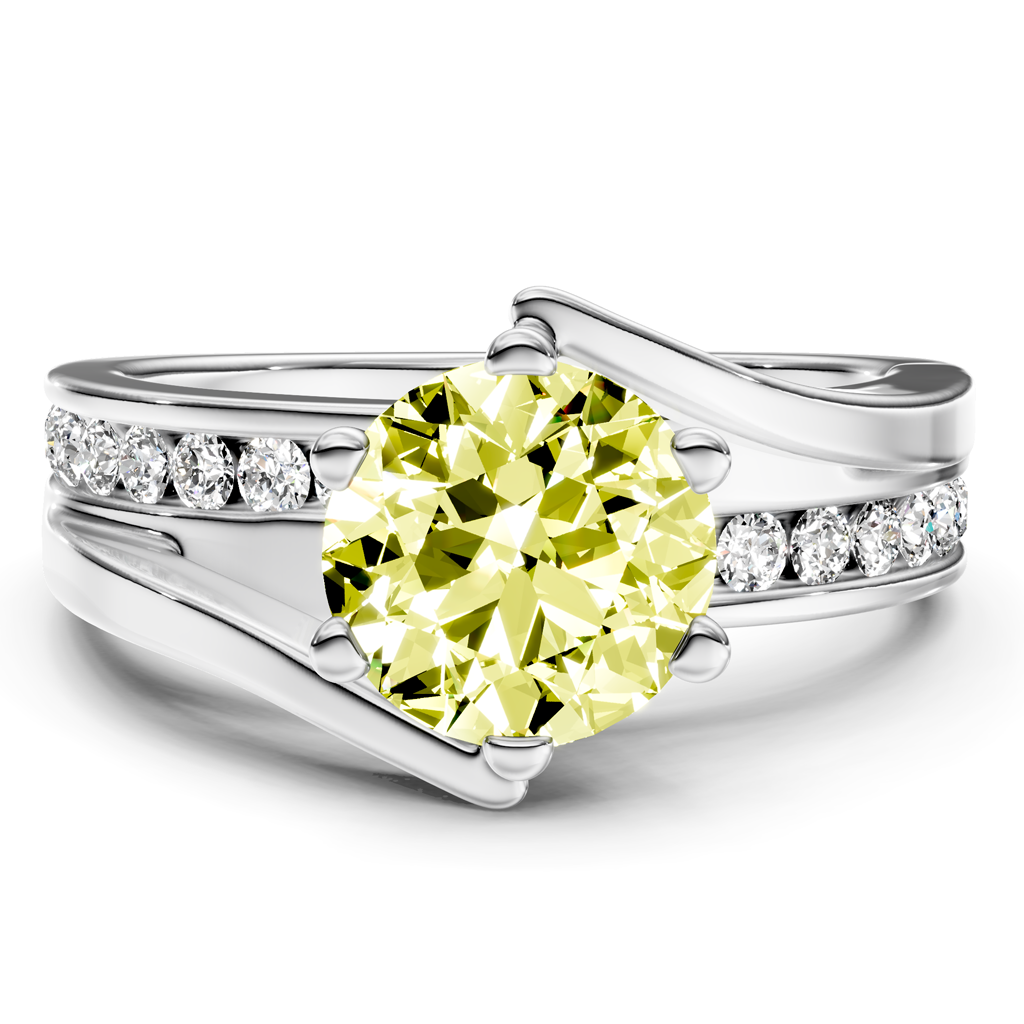 1.35-4.35 CT Round Cut Fancy Yellow Diamonds - Engagement Ring