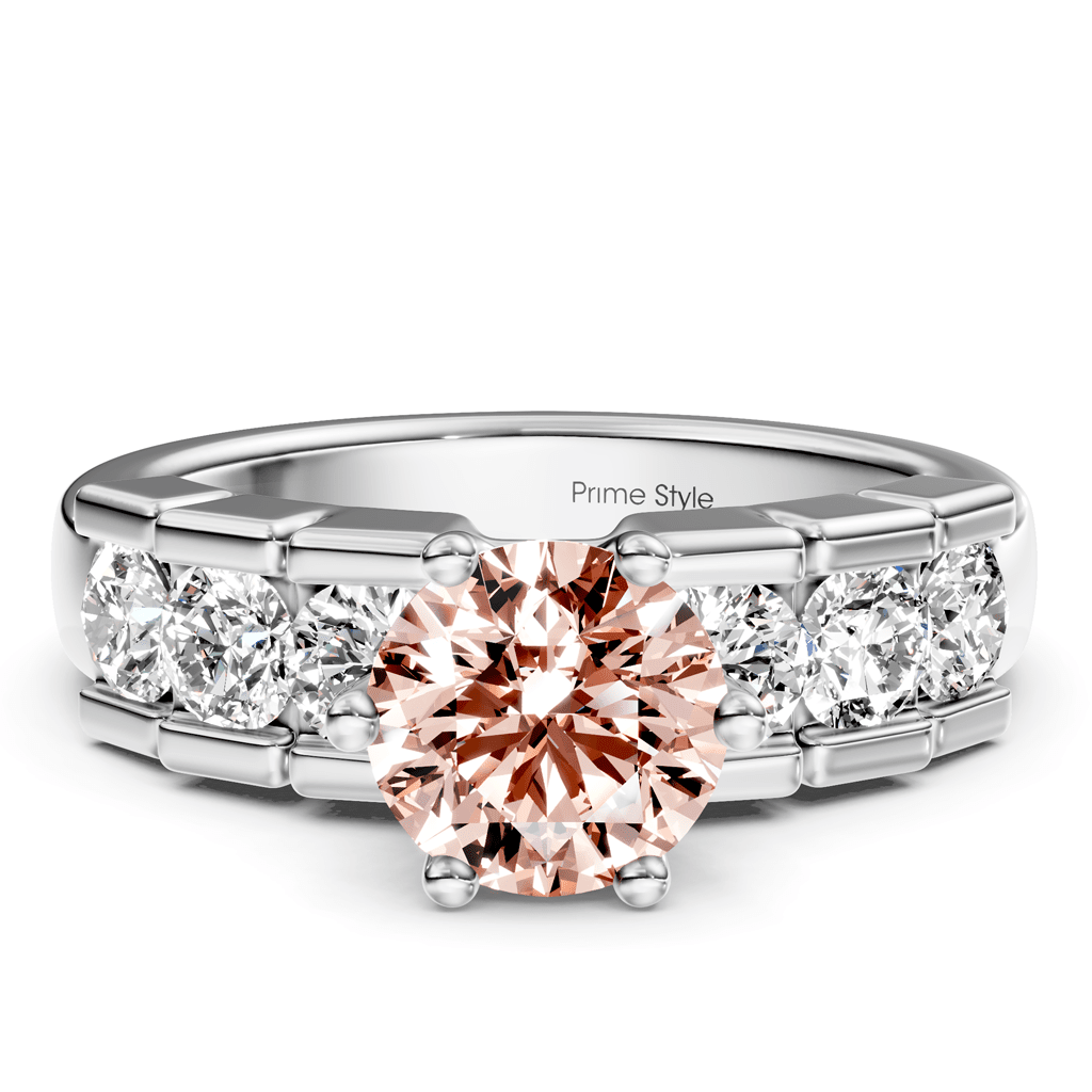 1.85 - 4.85 CT Round Cut Fancy Pink Diamonds - Engagement Ring - Primestyle.com