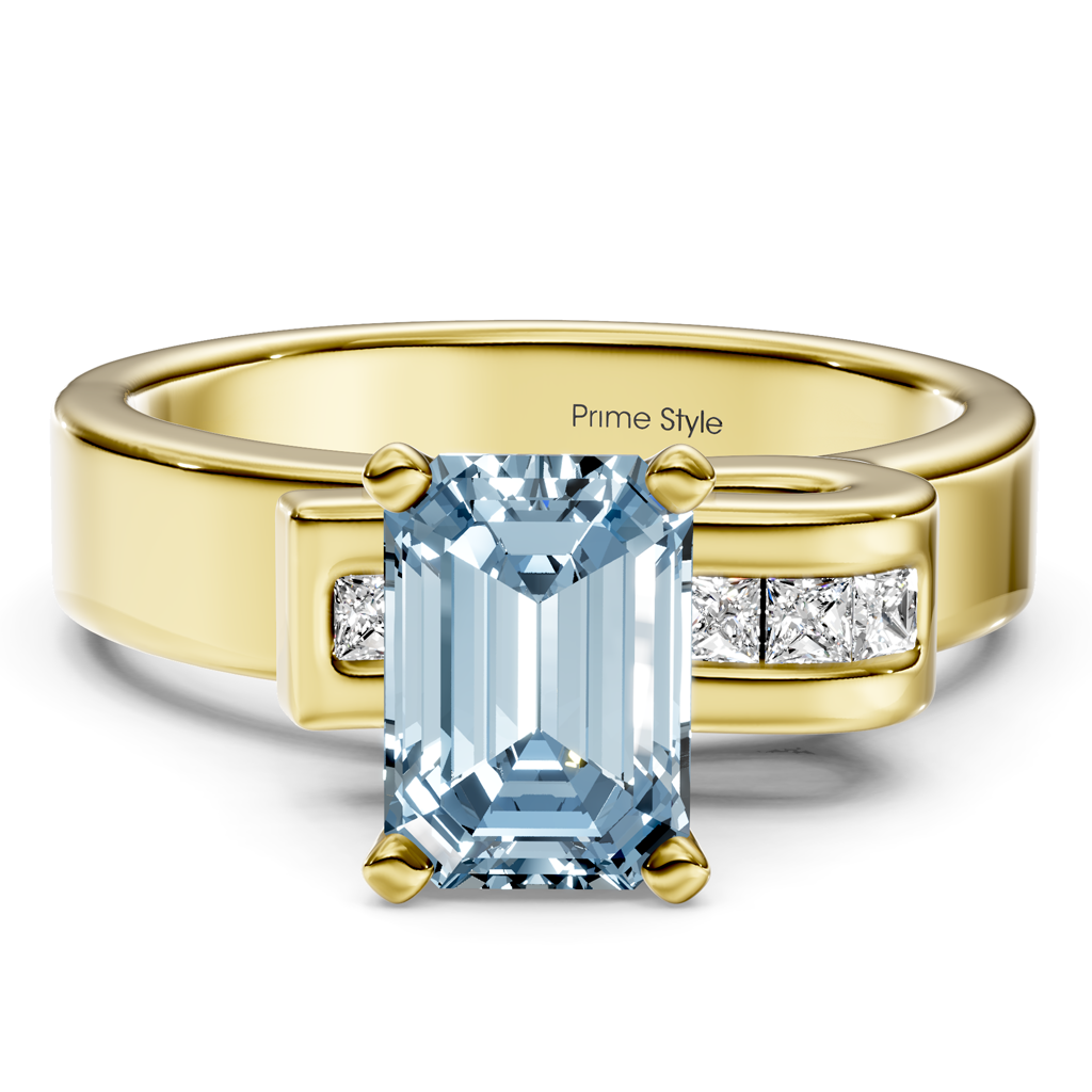 1.10-4.10 CT Emerald & Princess Cut Fancy Blue Diamonds - Engagement Ring