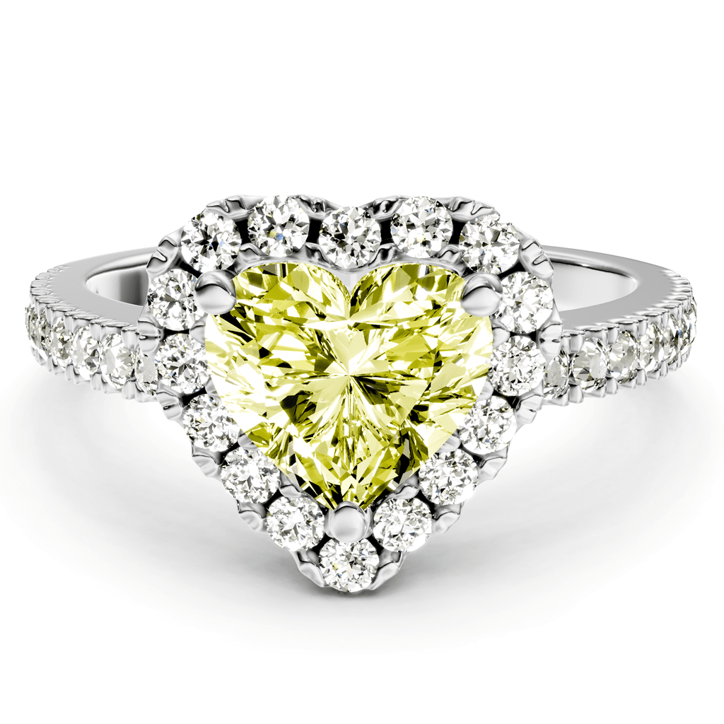 1.45 - 4.45 CT Heart & Round Cut Fancy Yellow Diamonds - Engagement Ring - Primestyle.com