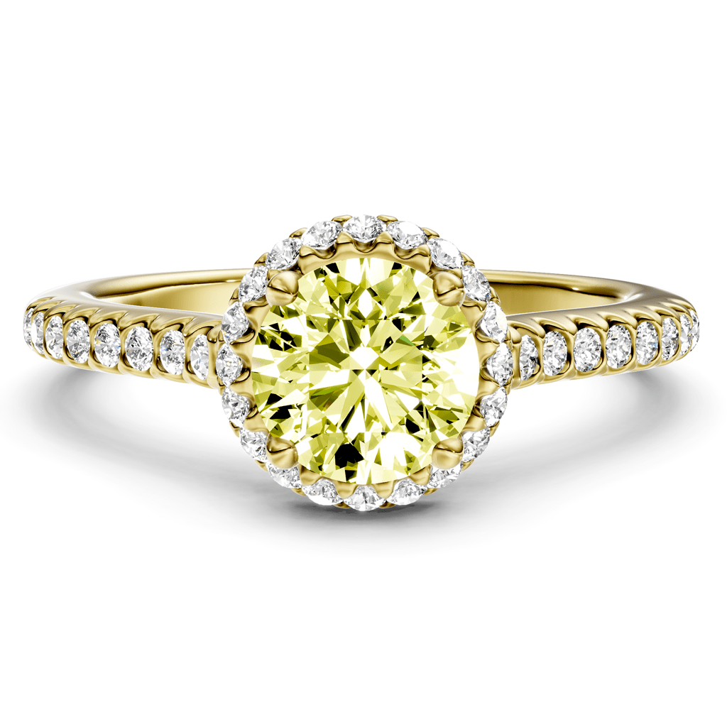 1.30-4.30 CT Round Cut Fancy Yellow Diamonds - Engagement Ring
