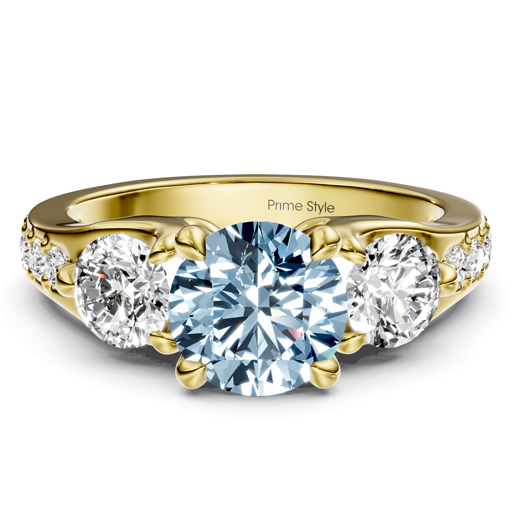 2.05-5.05 CT Round Cut Fancy Blue Diamonds - Engagement Ring