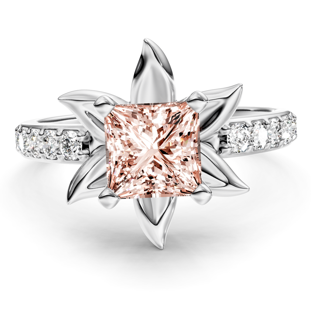 1.25-4.25 CT Princess & Round Cut Fancy Pink Diamonds - Engagement Ring