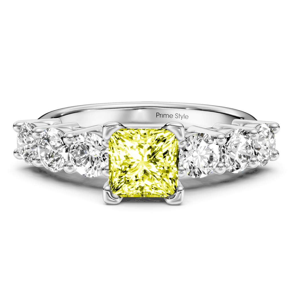 2.60-5.60 CT Round Cut Fancy Yellow Diamonds - Engagement Ring