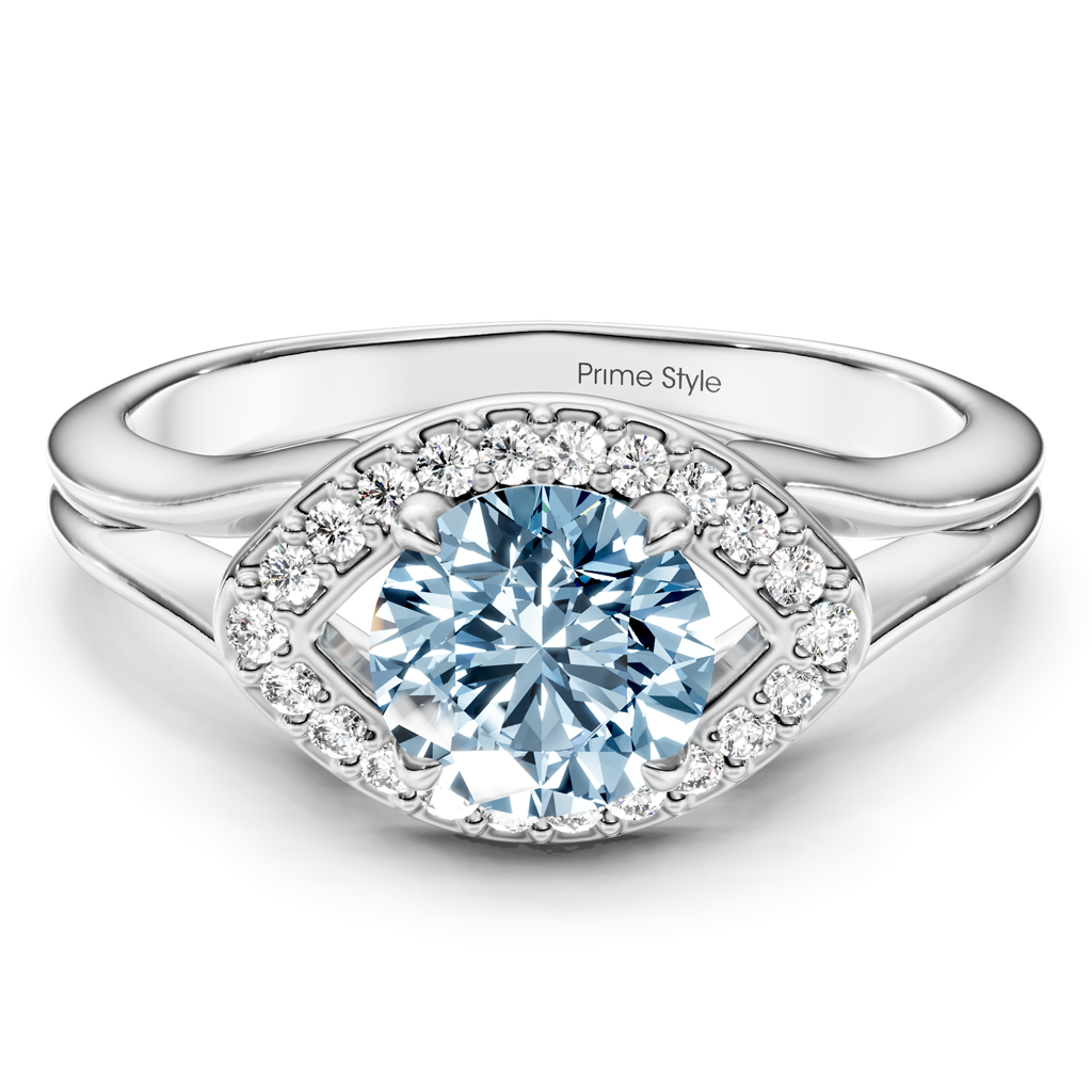 1.10-4.10 CT Round Cut Fancy Blue Diamonds - Engagement Ring