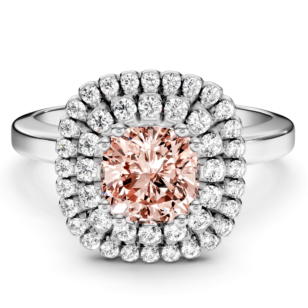 1.34-4.34 CT Cushion & Round Cut Fancy Pink Diamonds - Engagement Ring