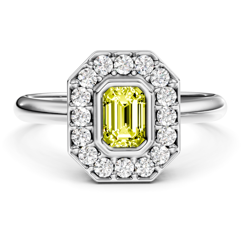 1.35-4.35 CT Emerald & Round Cut Fancy Yellow Diamonds - Engagement Ring