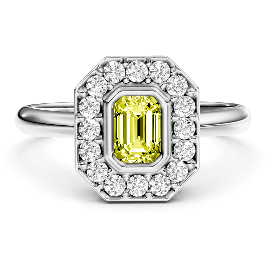 1.35-4.35 CT Emerald & Round Cut Fancy Yellow Diamonds - Engagement Ring