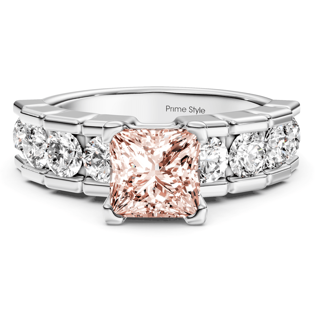 2.05 - 5.05 CT Princess & Round Cut Fancy Pink Diamonds - Engagement Ring - Primestyle.com