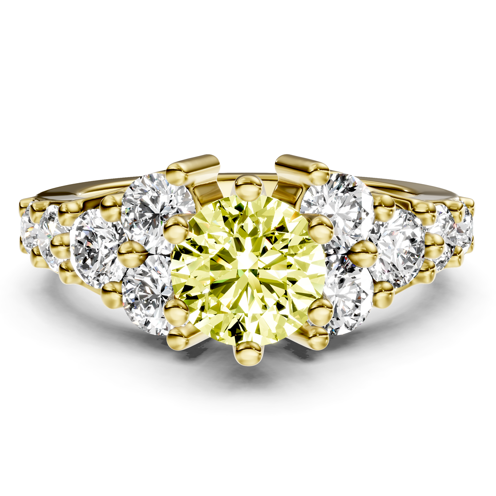 2.40-5.40 CT Round Cut Fancy Yellow Diamonds - Engagement Ring