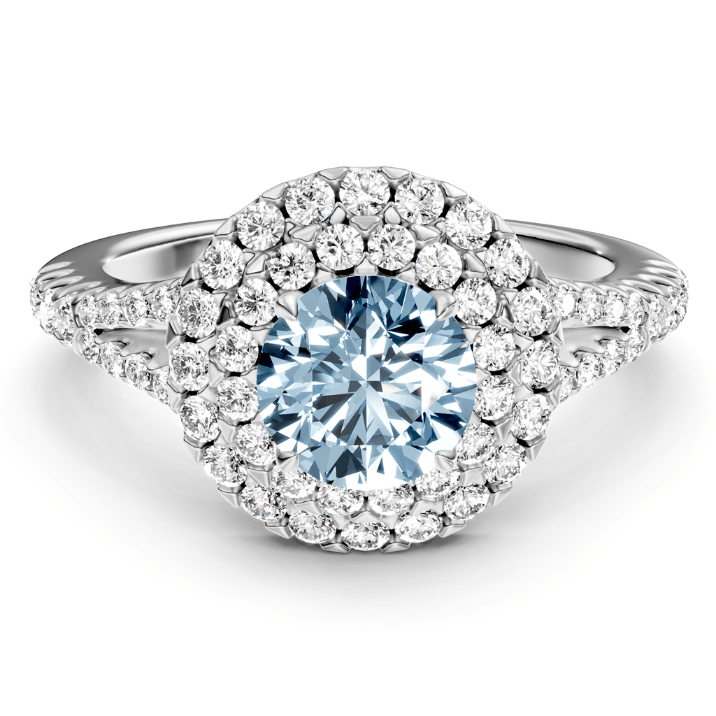 1.49 - 4.49 CT Round Cut Fancy Blue Diamonds - Engagement Ring - Primestyle.com