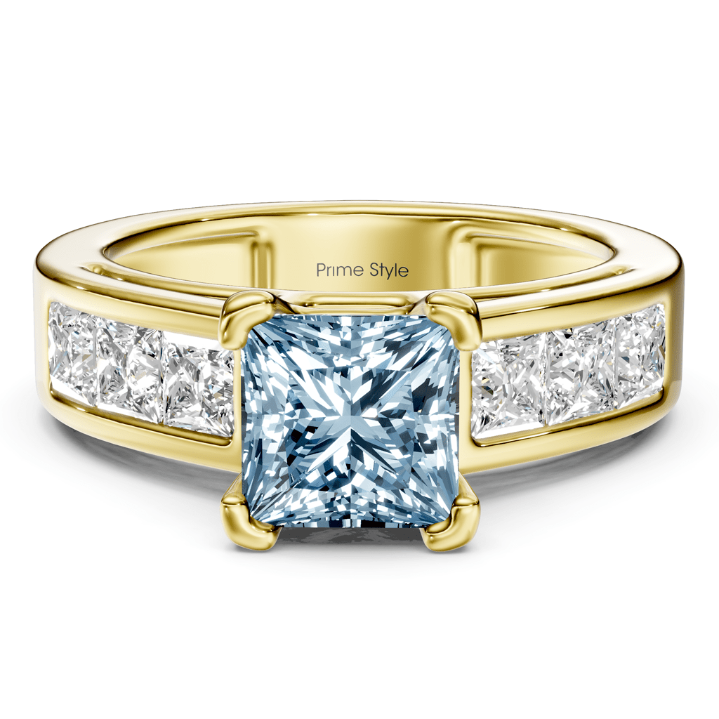 2.05-5.05 CT Princess Cut Fancy Blue Diamonds - Engagement Ring