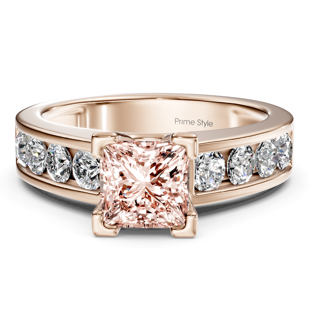 1.80-4.80 CT Princess & Round Cut Fancy Pink Diamonds - Engagement Ring