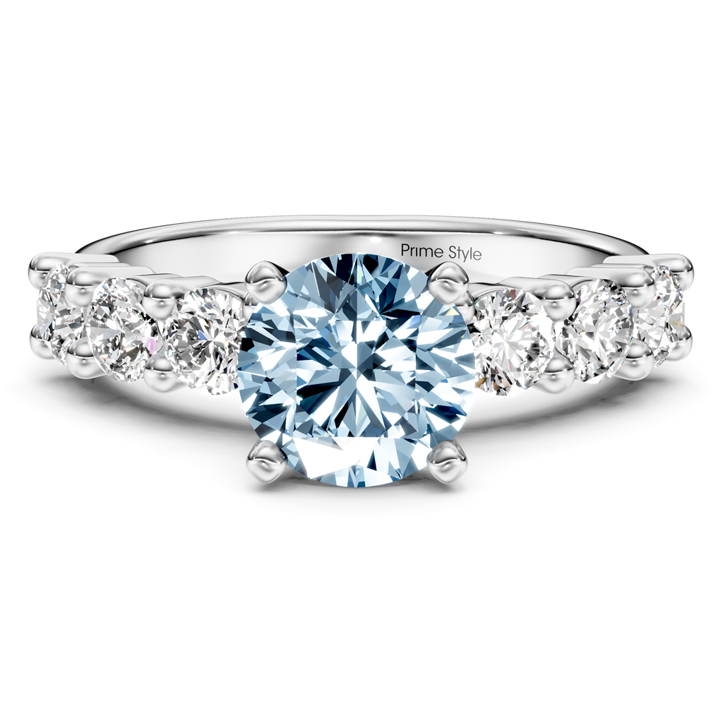 1.90-4.90 CT Round Cut Fancy Blue Diamonds - Engagement Ring