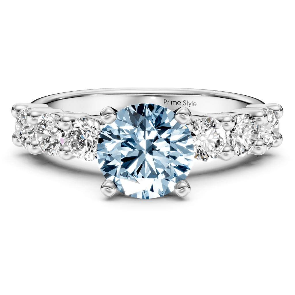 1.90 - 4.90 CT Round Cut Fancy Blue Diamonds - Engagement Ring - Primestyle.com