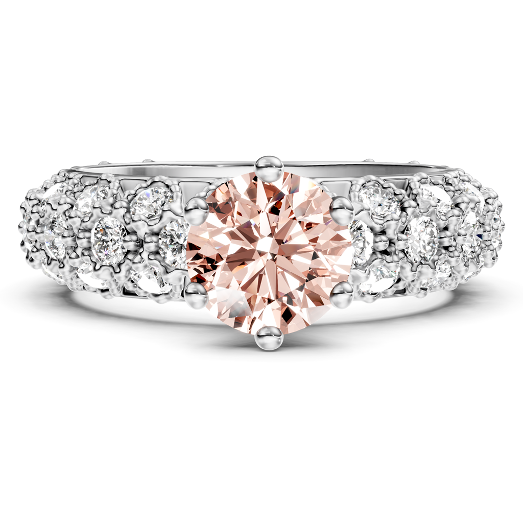2.50-5.50 CT Round Cut Fancy Pink Diamonds - Engagement Ring