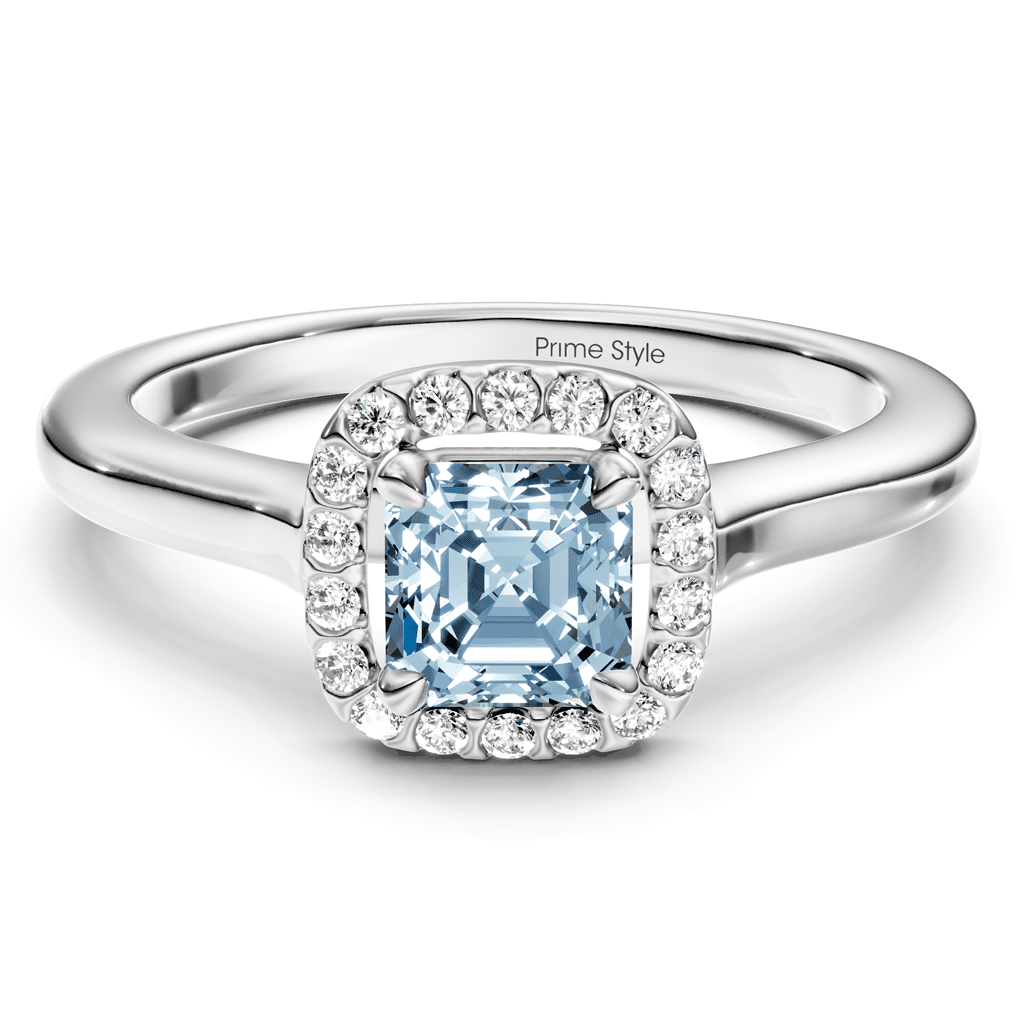 1.15 - 4.15 CT Ascher & Round Cut Fancy Blue Diamonds - Engagement Ring - Primestyle.com