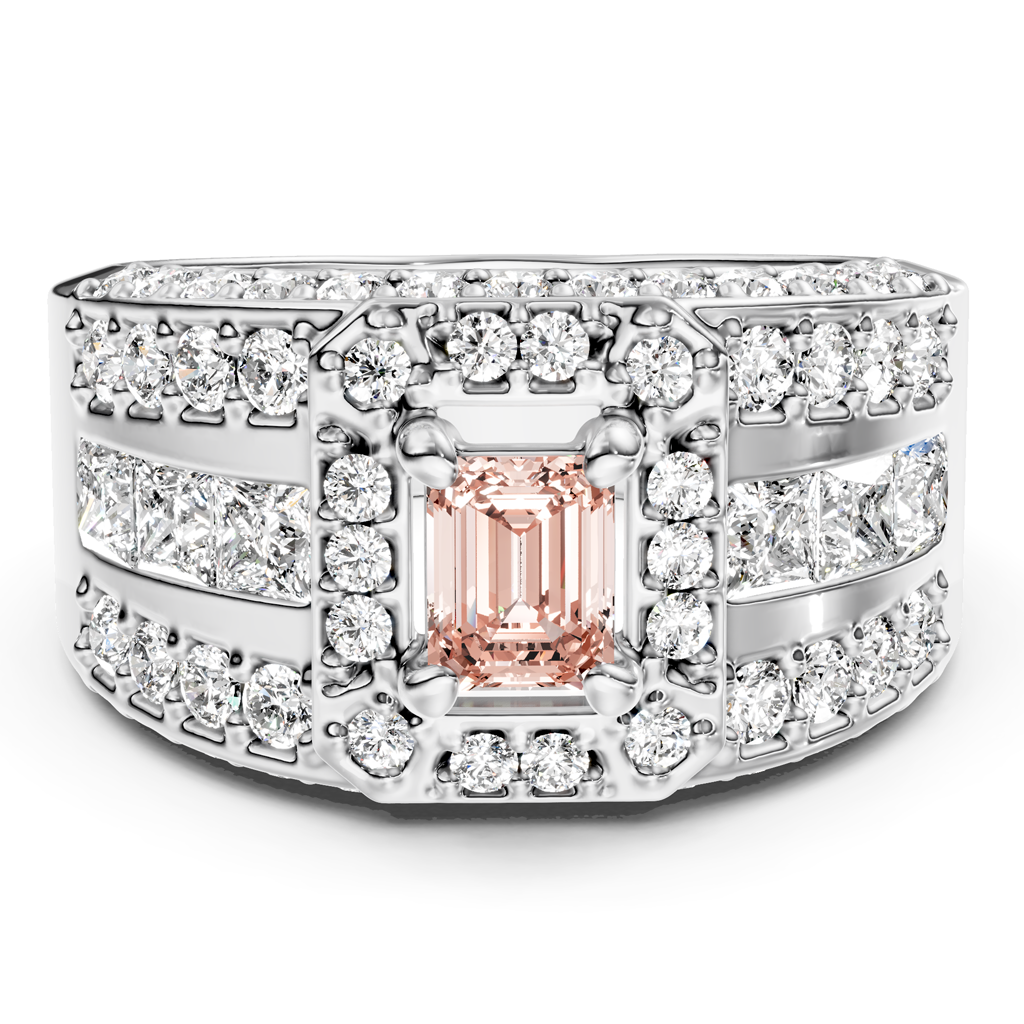 2.70-5.70 CT Emerald & Round Cut Fancy Pink Diamonds - Engagement Ring