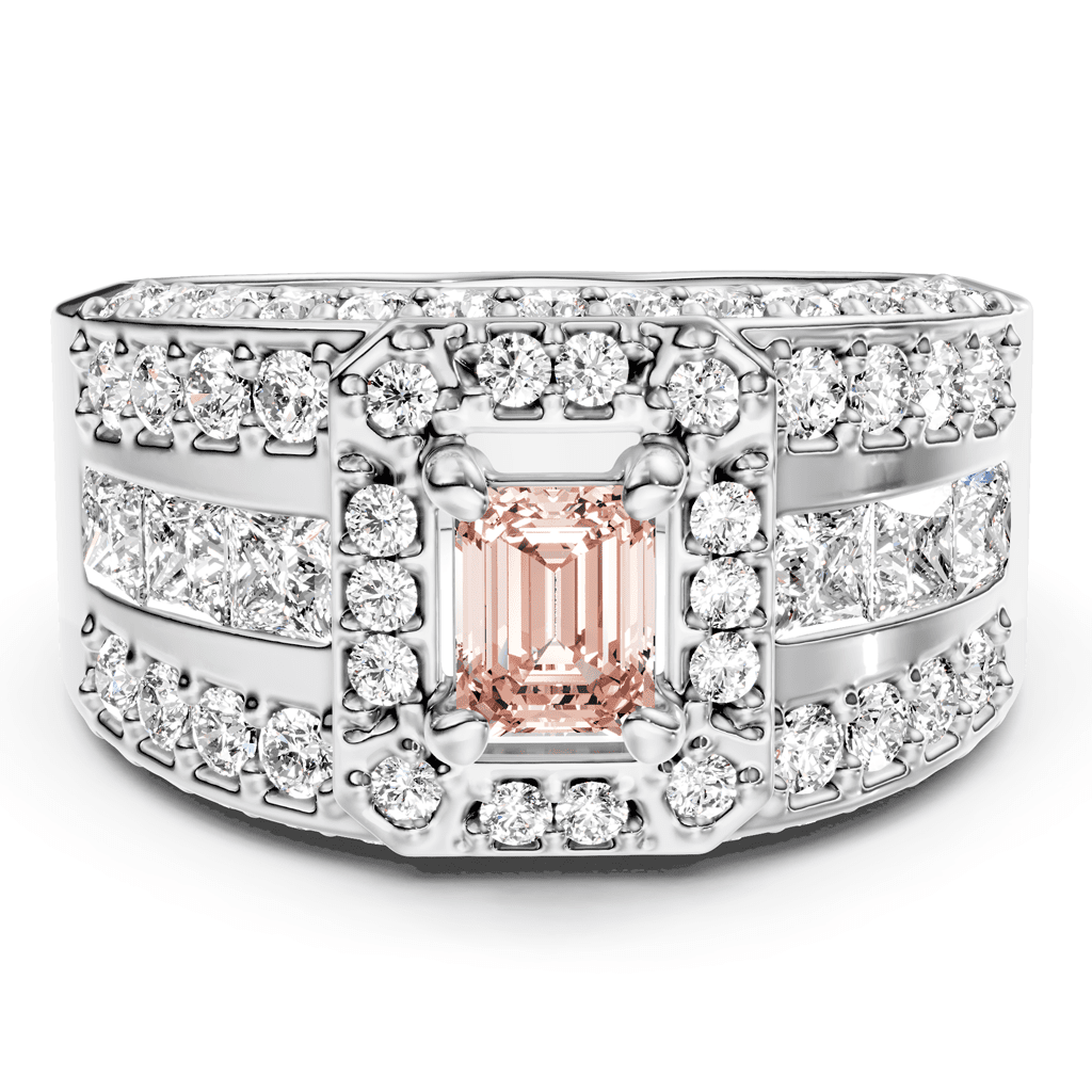 2.70-5.70 CT Emerald & Round Cut Fancy Pink Diamonds - Engagement Ring