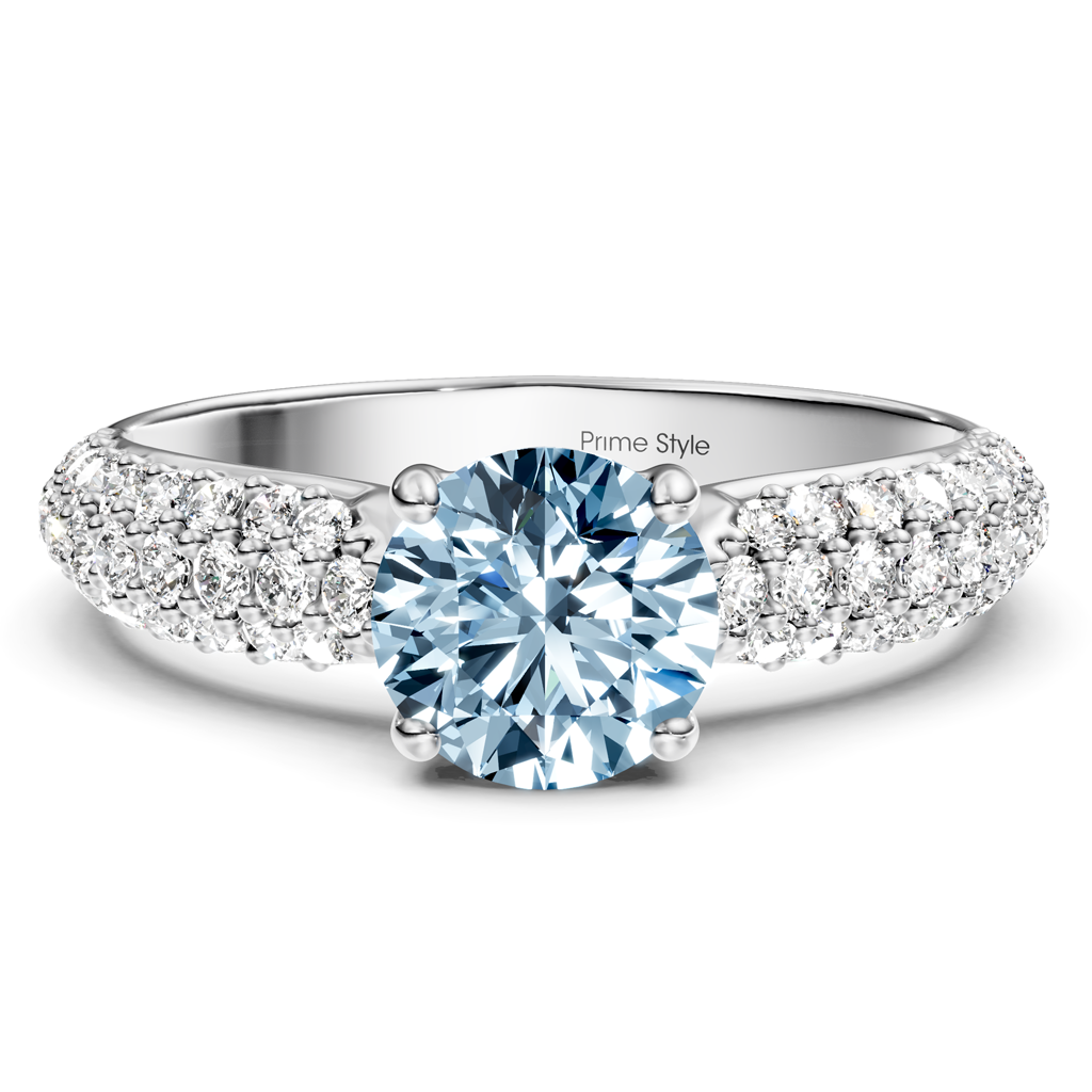 1.50-4.50 CT Round Cut Fancy Blue Diamonds - Engagement Ring