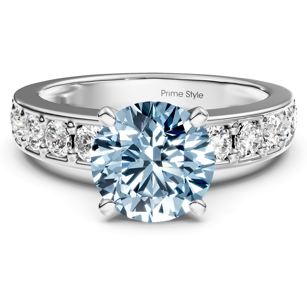 1.80-4.80 CT Princess & Round Cut Fancy Blue Diamonds - Engagement Ring