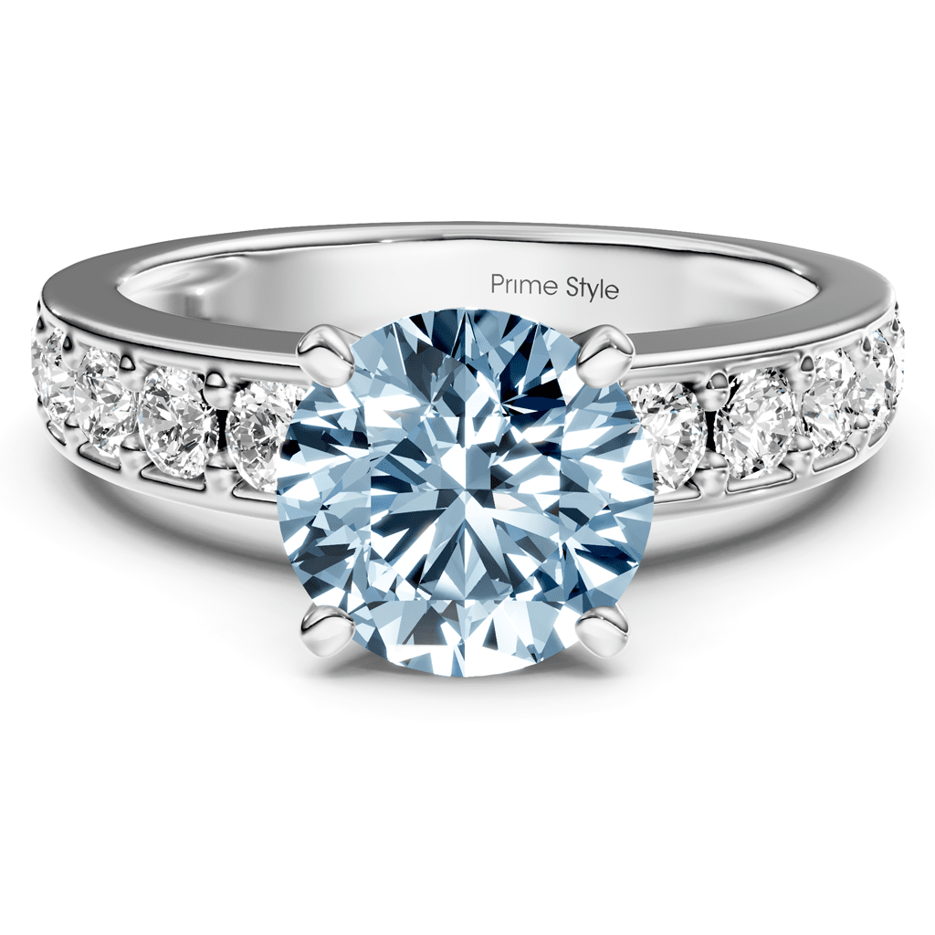 1.80 - 4.80 CT Princess & Round Cut Fancy Blue Diamonds - Engagement Ring - Primestyle.com