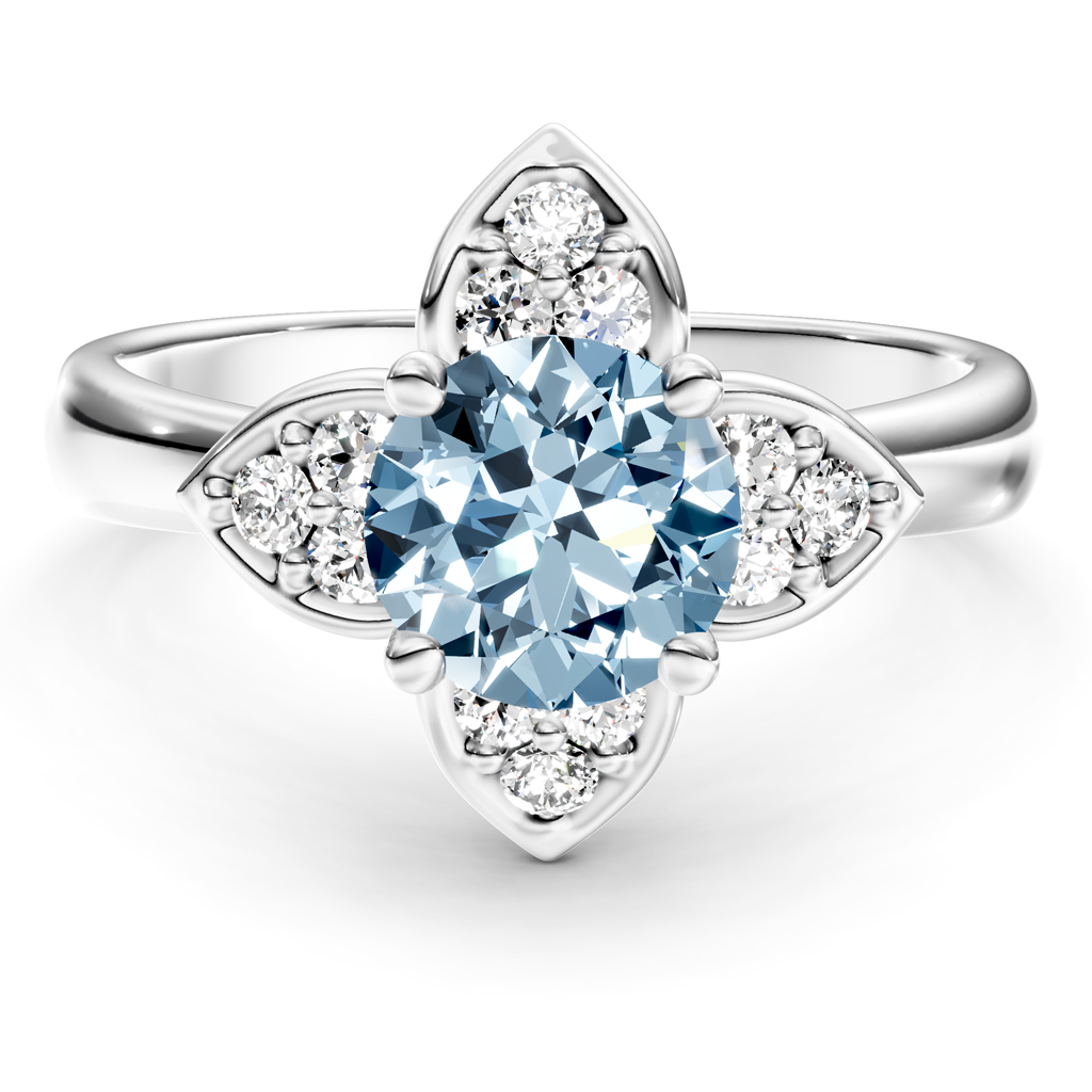 1.20-4.20 CT Round Cut Fancy Blue Diamonds - Engagement Ring