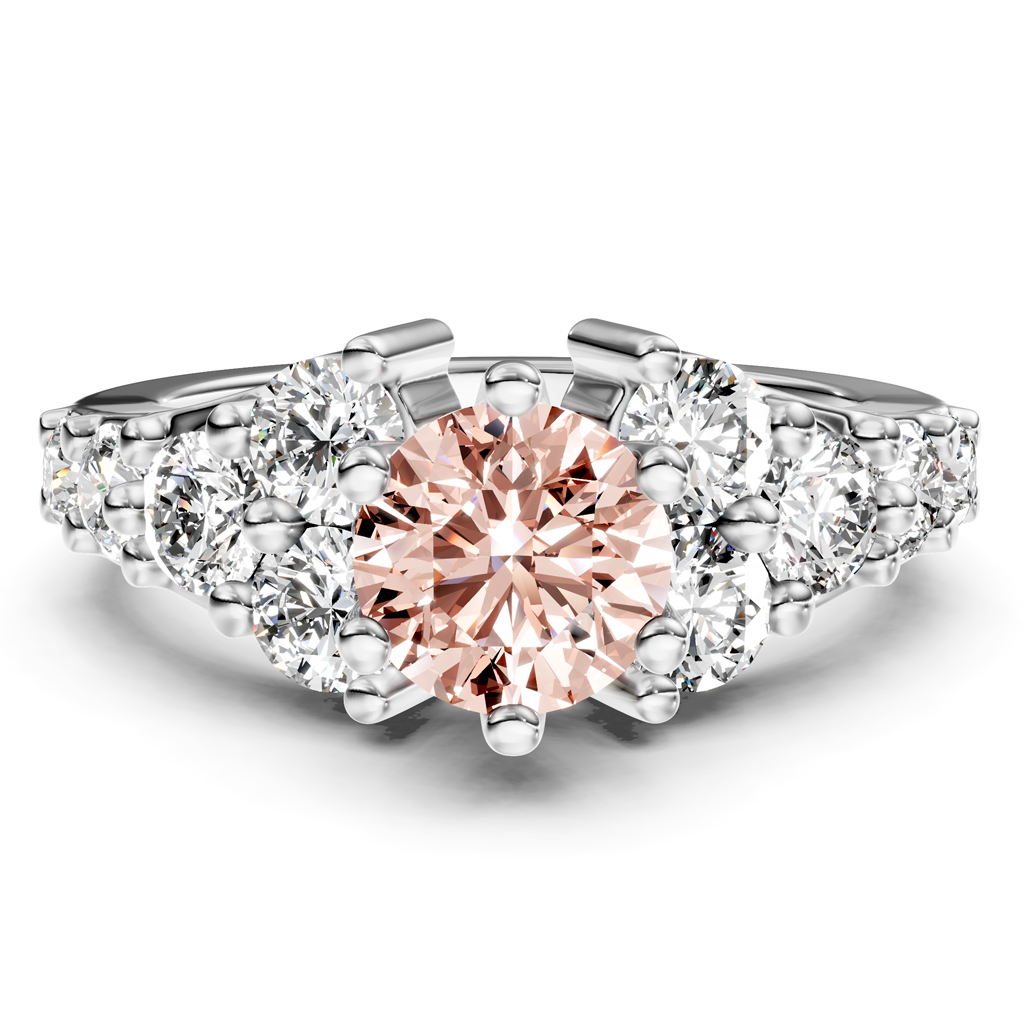 2.40-5.40 CT Round Cut Fancy Pink Diamonds - Engagement Ring