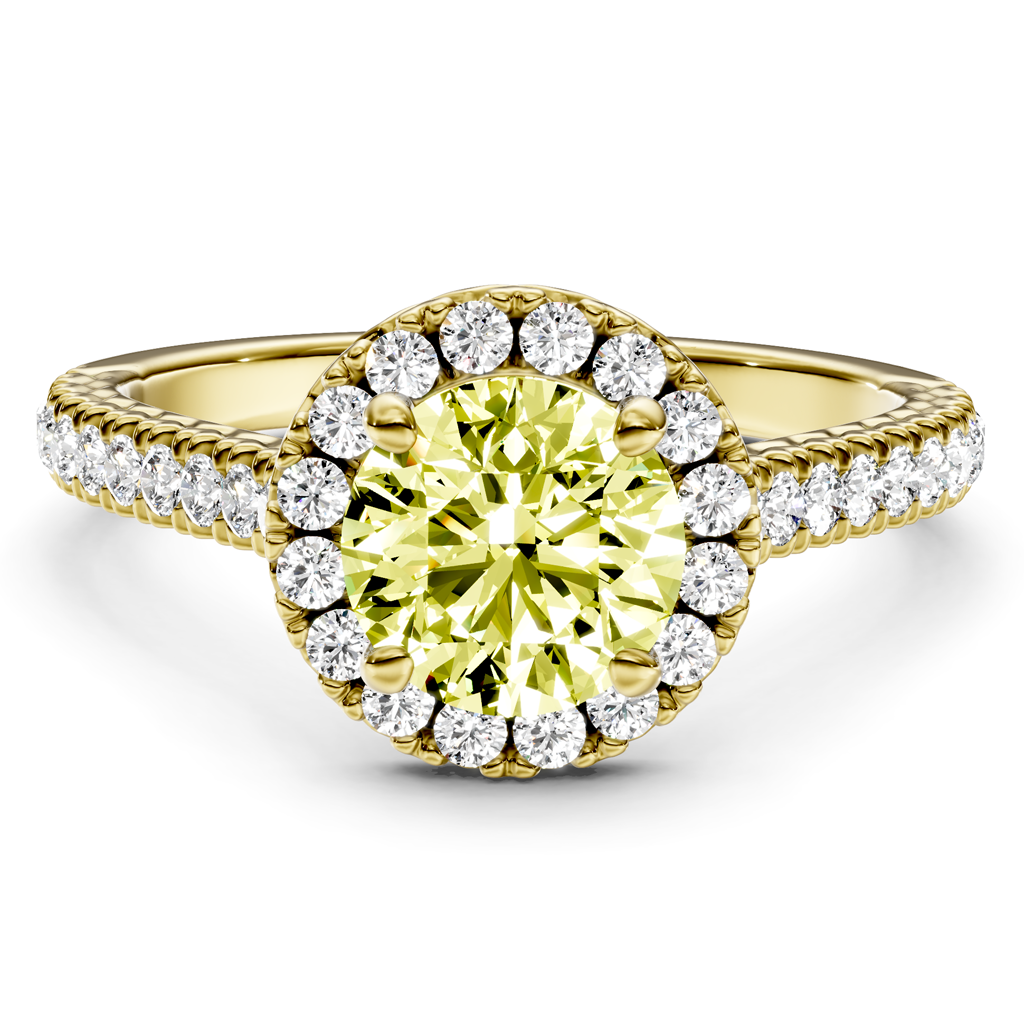 1.45-4.45 CT Round Cut Fancy Yellow Diamonds - Engagement Ring
