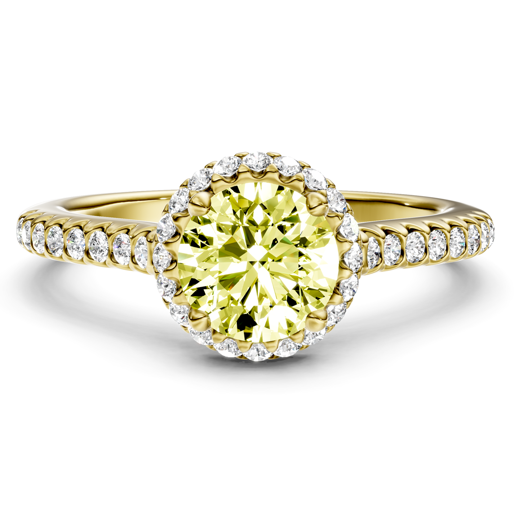 1.30-4.30 CT Round Cut Fancy Yellow Diamonds - Engagement Ring