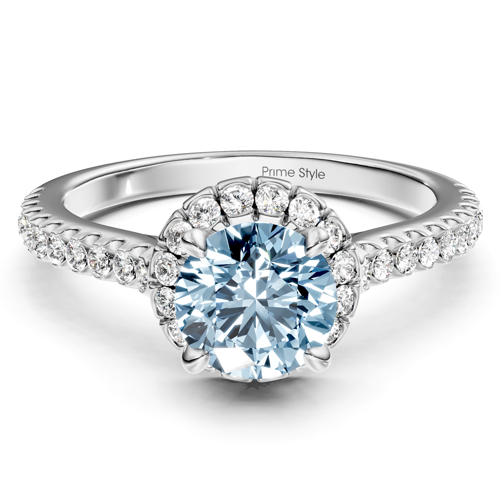 1.35-4.35 CT Round Cut Fancy Blue Diamonds - Engagement Ring