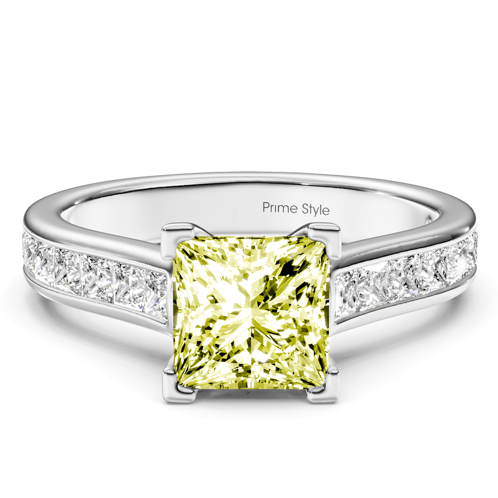 1.80 - 4.80 CT Princess Cut Fancy Yellow Diamonds - Engagement Ring - Primestyle.com