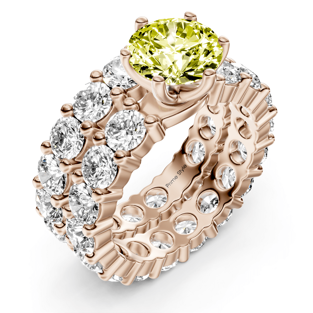 6.30 - 9.30 CT Round Cut Fancy Yellow Diamonds - Bridal Set - Primestyle.com