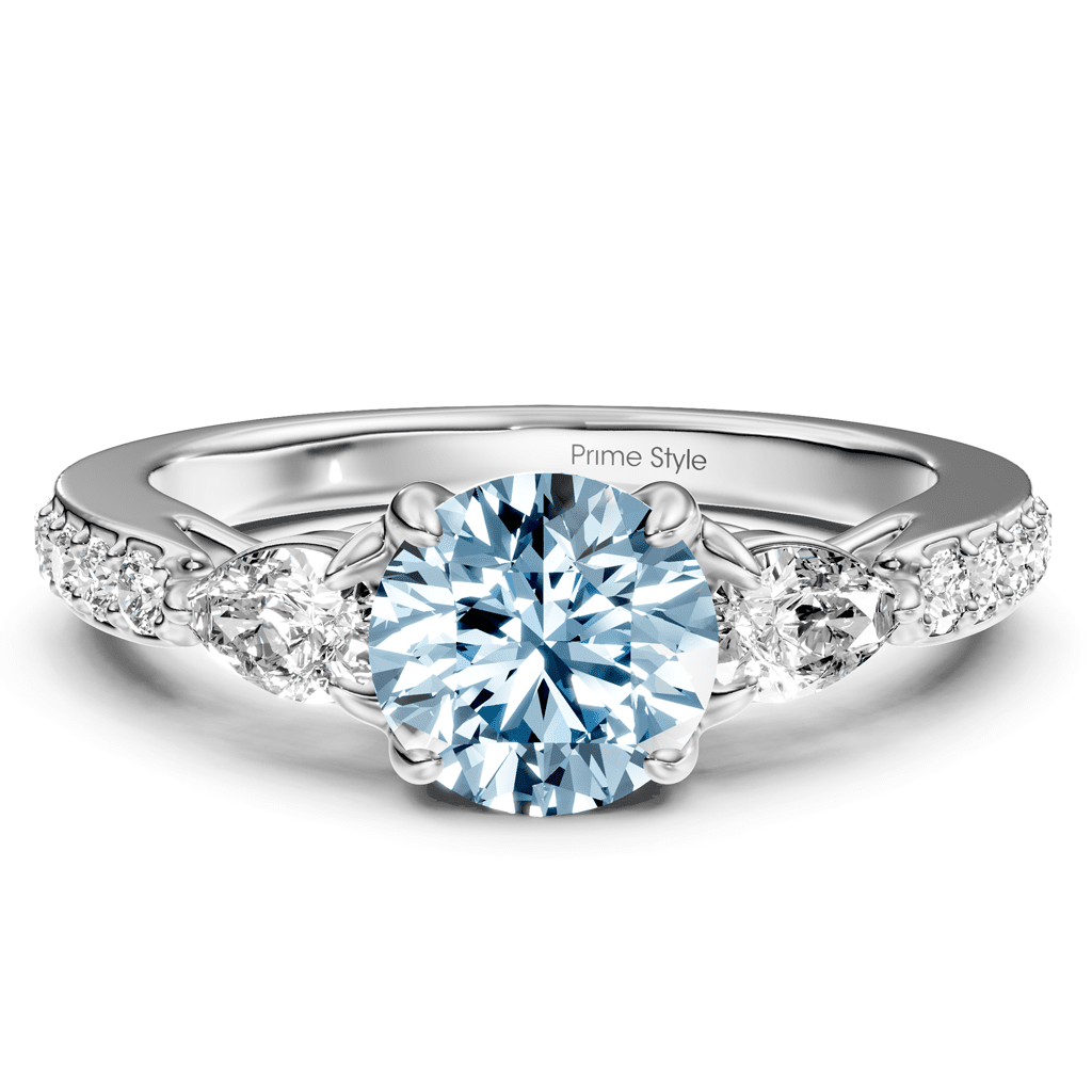 1.50 - 4.50 CT Pear & Round Cut Fancy Blue Diamonds - Engagement Ring - Primestyle.com