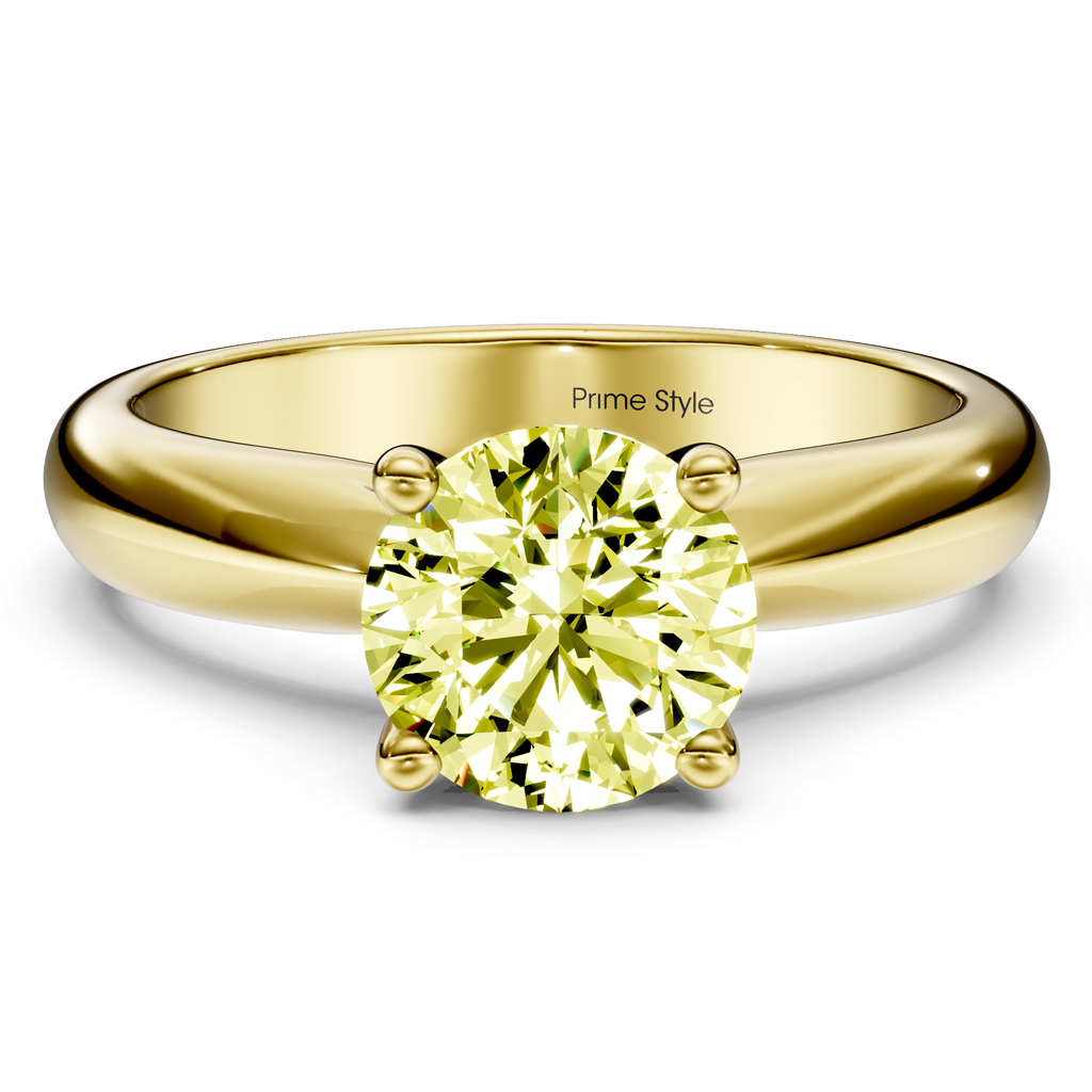 1.10-4.10 CT Round Cut Fancy Yellow Diamonds - Engagement Ring