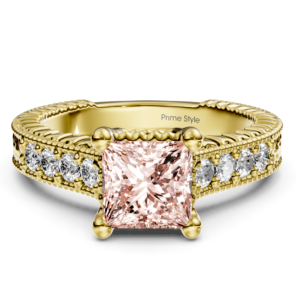 1.30-4.30 CT Princess & Round Cut Fancy Pink Diamonds - Engagement Ring