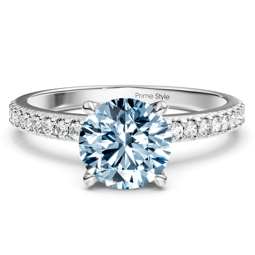 1.20 - 4.20 CT Round Cut Fancy Blue Diamonds - Engagement Ring - Primestyle.com