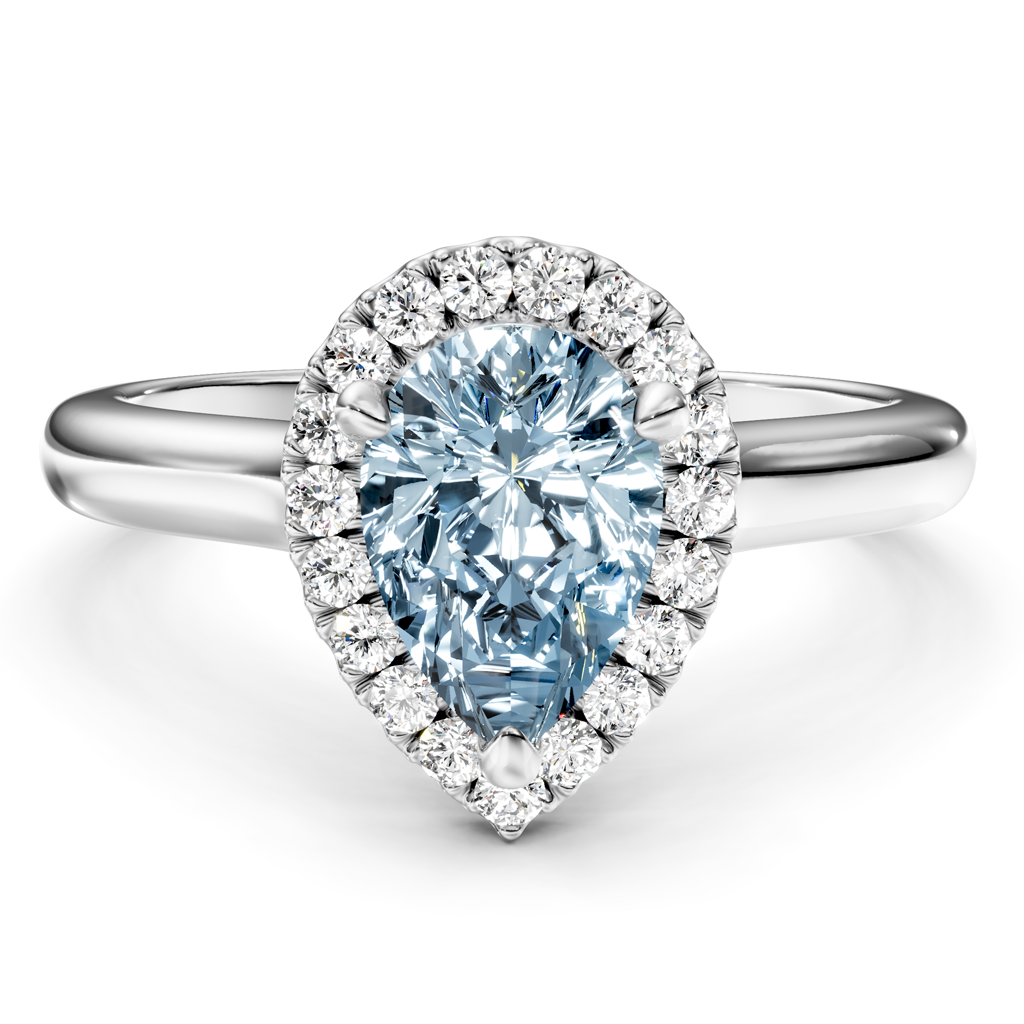 1.20-4.20 CT Pear & Round Cut Fancy Blue Diamonds - Engagement Ring