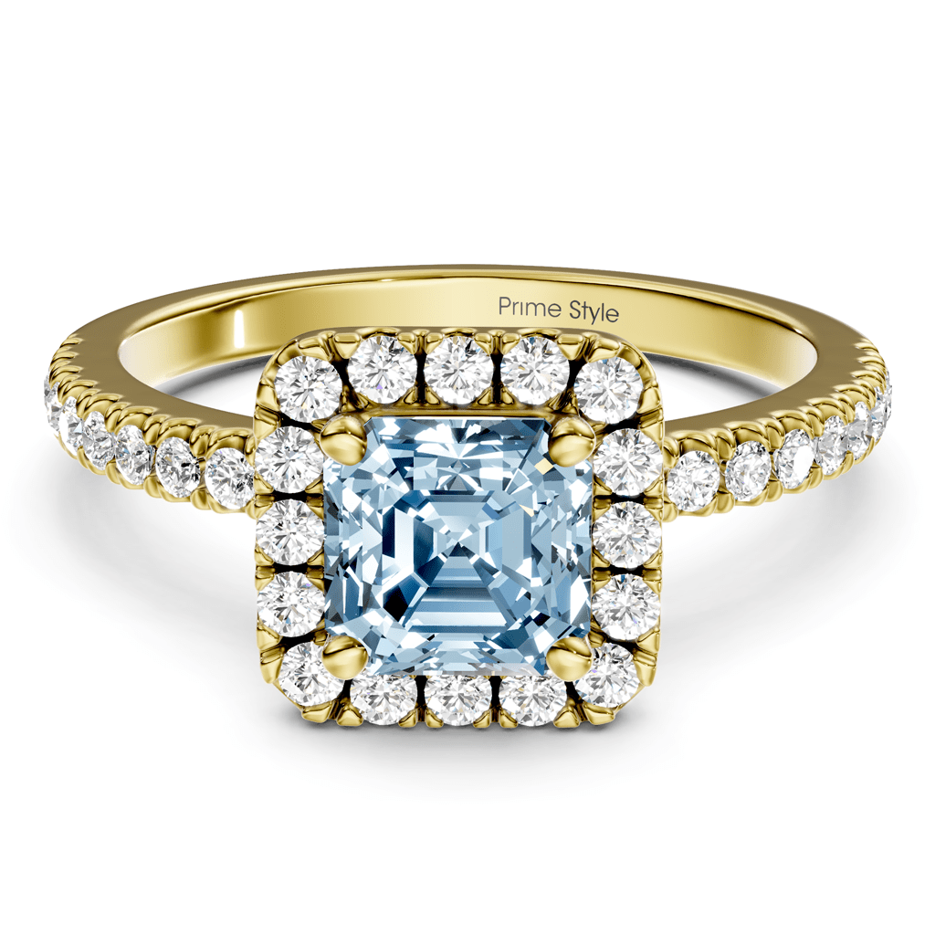 1.45 - 4.45 CT Ascher & Round Cut Fancy Blue Diamonds - Engagement Ring - Primestyle.com