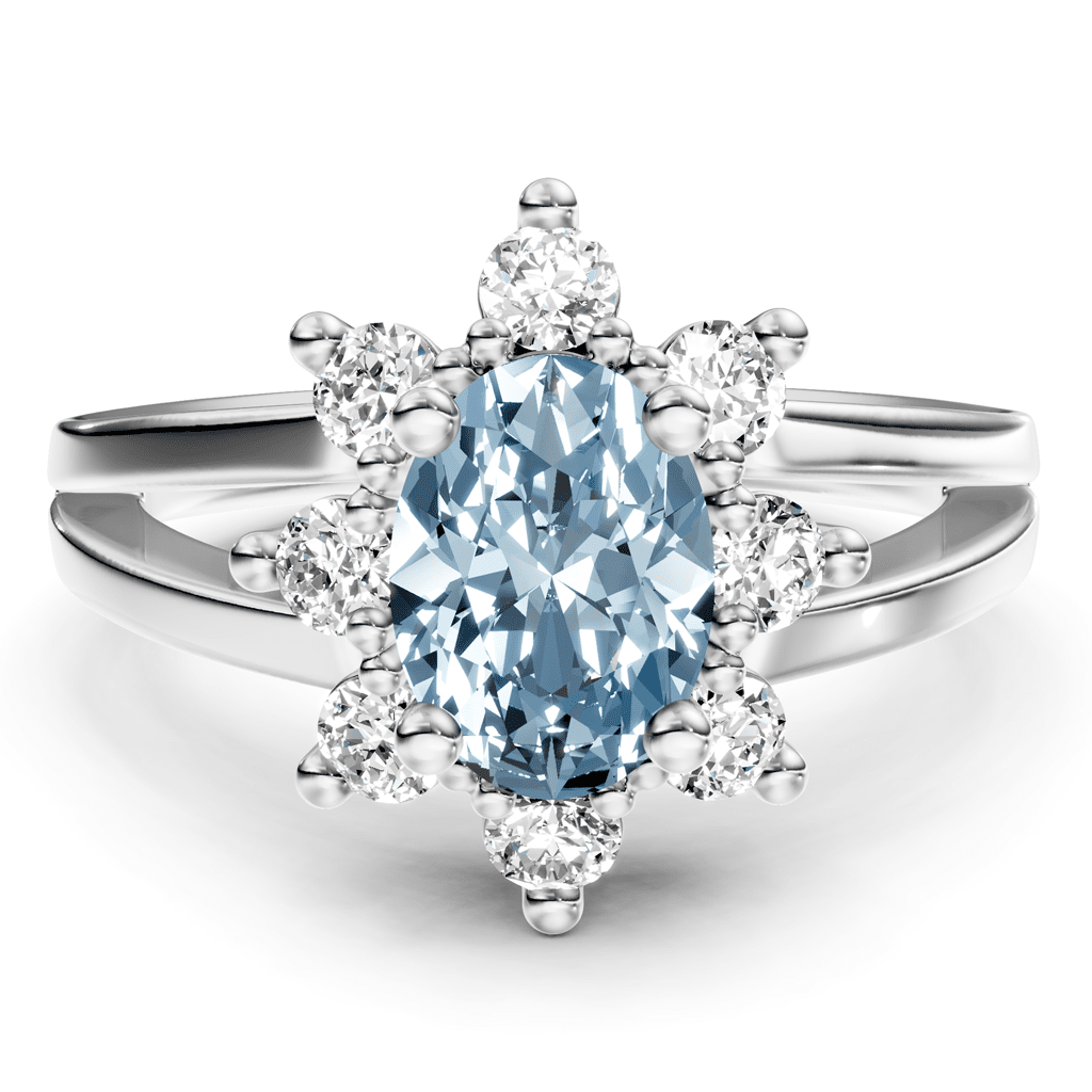 1.40 - 4.40 CT Oval & Round Cut Fancy Blue Diamonds - Engagement Ring - Primestyle.com