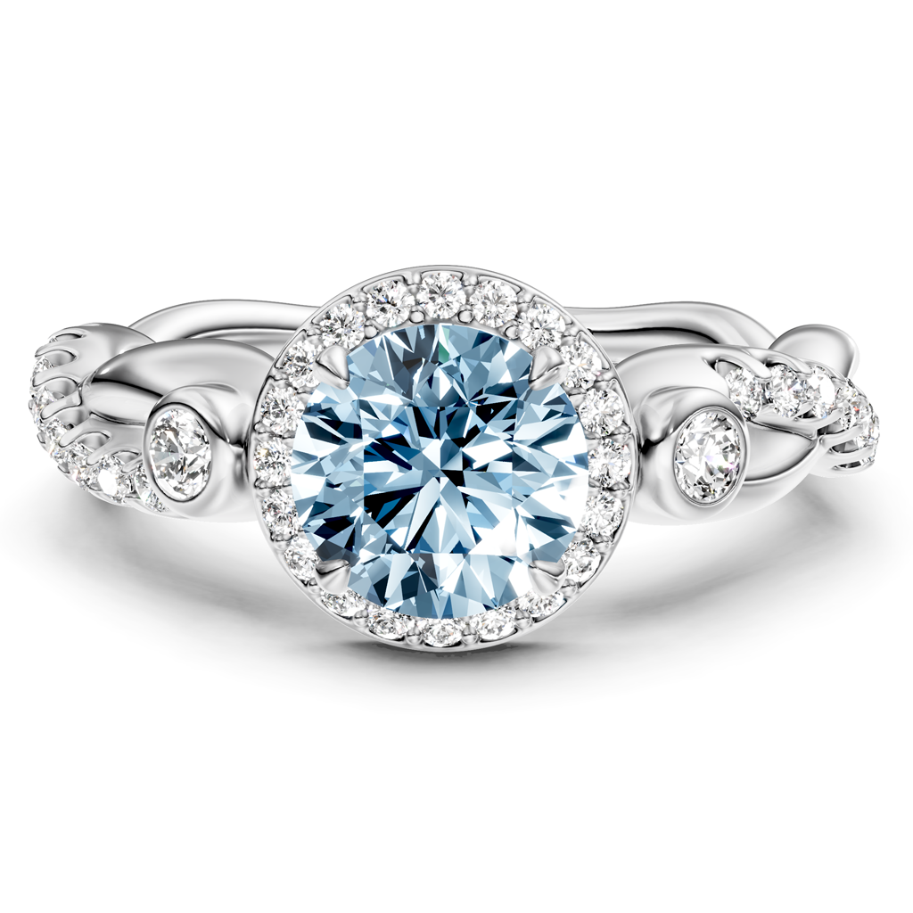 1.70-4.70 CT Princess & Round Cut Fancy Blue Diamonds - Engagement Ring
