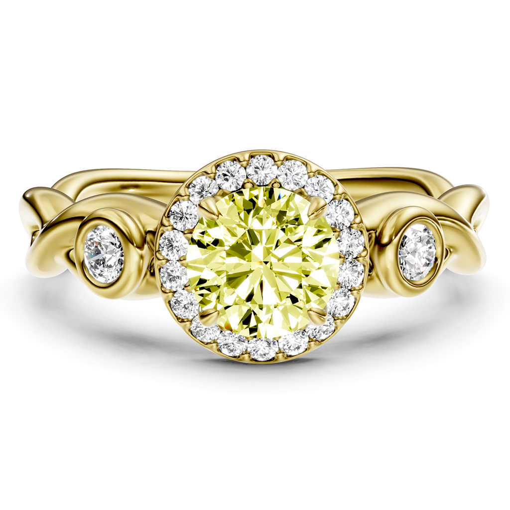 1.27-4.27 CT Round Cut Fancy Yellow Diamonds - Engagement Ring