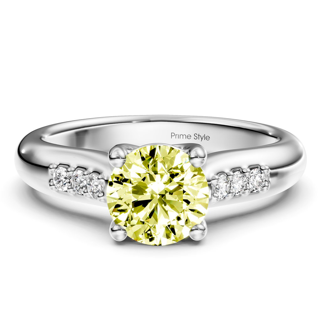 1.10-4.10 CT Round Cut Fancy Yellow Diamonds - Engagement Ring