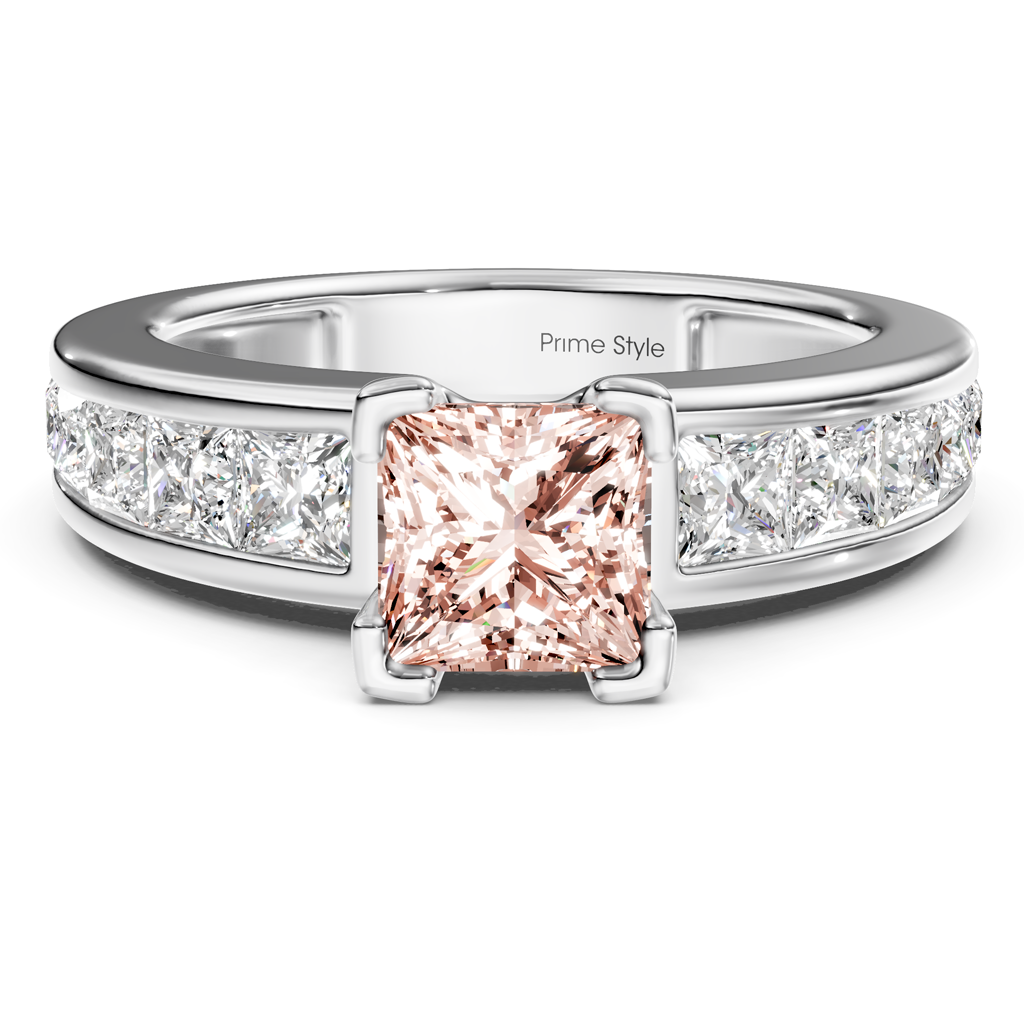 2.20-5.20 CT Princess Cut Fancy Pink Diamonds - Engagement Ring