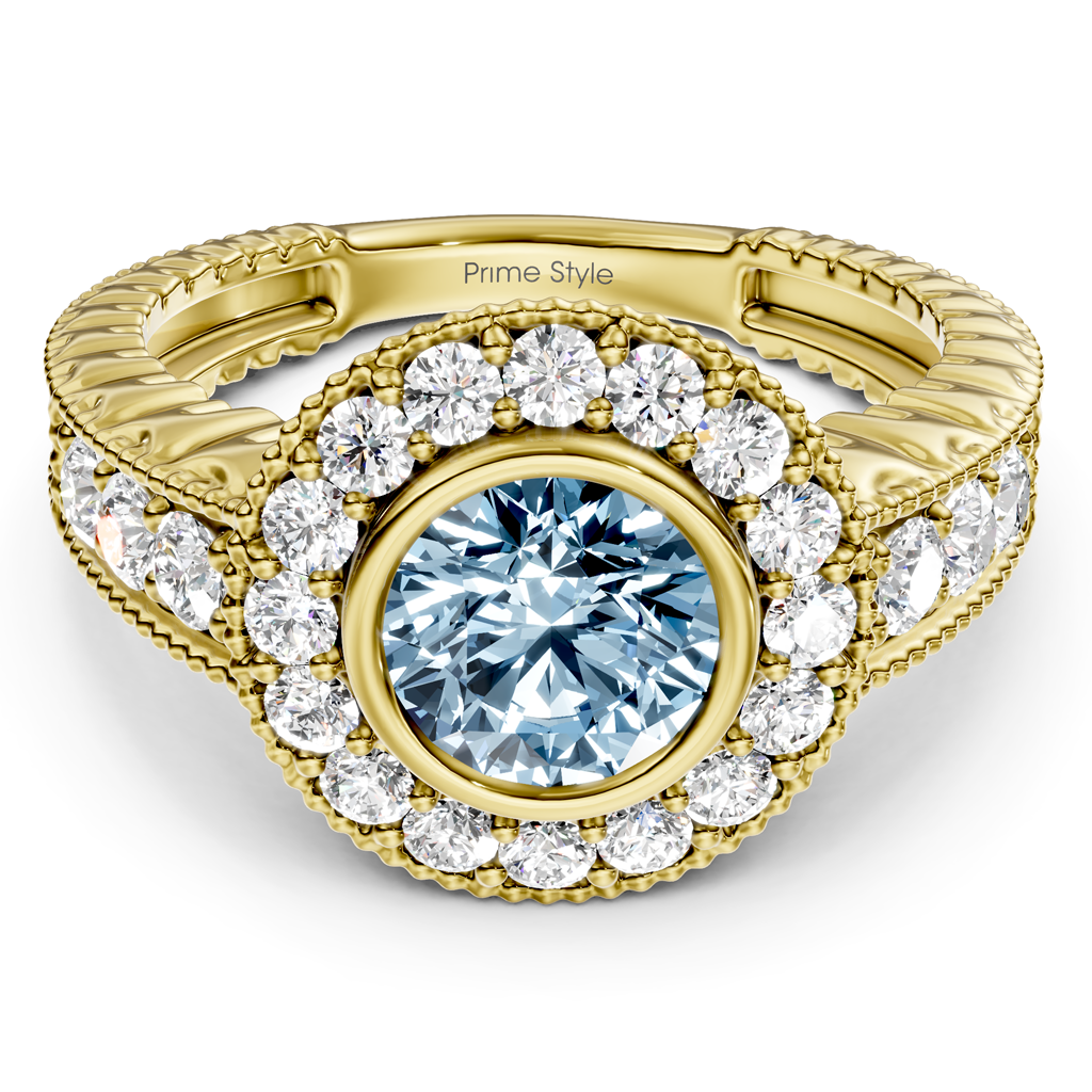 1.50-4.50 CT Round Cut Fancy Blue Diamonds - Engagement Ring