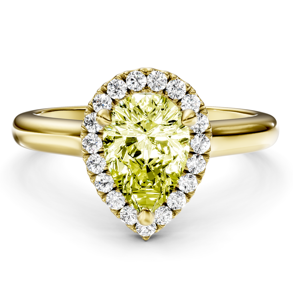 1.20-4.20 CT Pear & Round Cut Fancy Yellow Diamonds - Engagement Ring