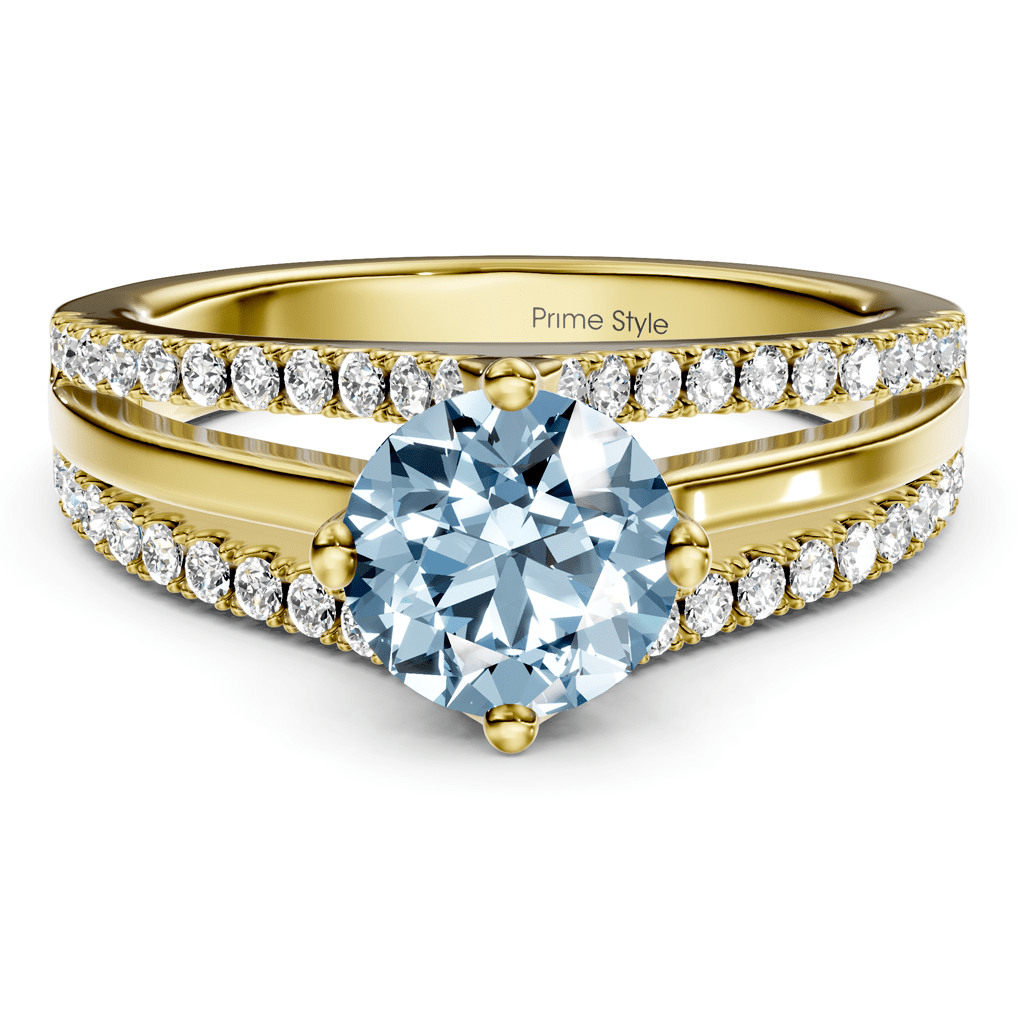 1.45 - 4.45 CT Round Cut Fancy Blue Diamonds - Engagement Ring - Primestyle.com