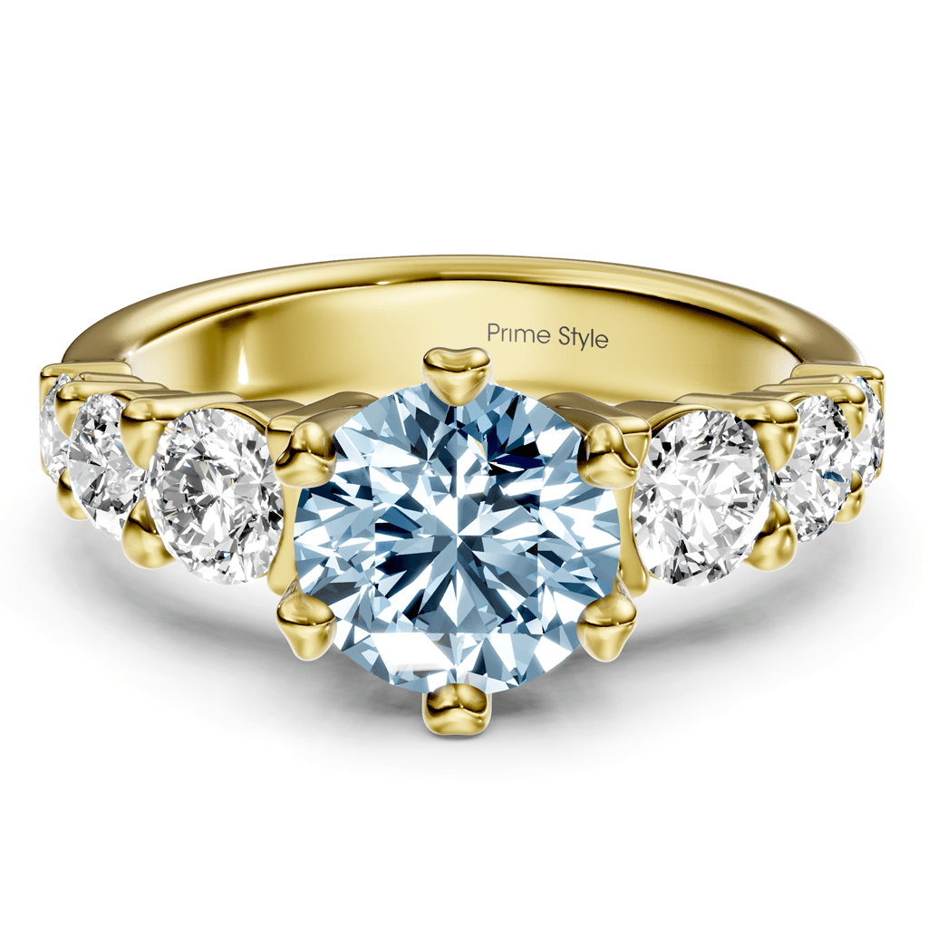 2.05-5.05 CT Round Cut Fancy Blue Diamonds - Engagement Ring